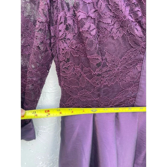 Eliza J Womens Long Sleeve Collared Button Down Pleated Dress Plum Purple Sz 10 - Picture 12 of 16